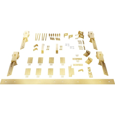 Ekena Millwork Barnfold J-Strap 4-Door Hardware Set for 1 1/4" to 1 3/8" Doors with 56" Track, Jacob's Gold GB6007M4D56JG